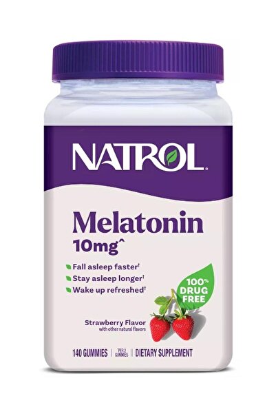 Natrol ميلاتونين ١٠ ملغ - بنكهة الفراولة، ١٤٠ علكة | دعم النوم