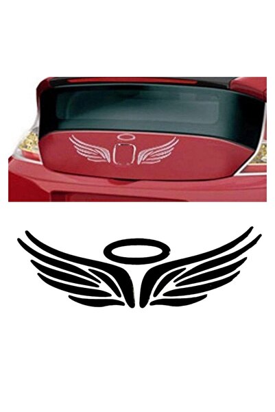 Yash Car ornament 3D angel wings, 16cm x 5cm, black color
