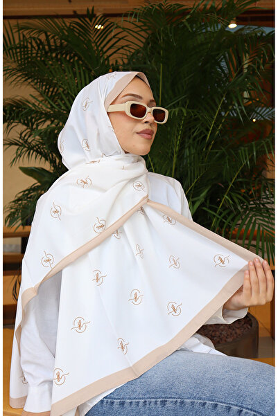 sefamerve Patterned Capri Shawl 70351-03 Light Beige Ecru