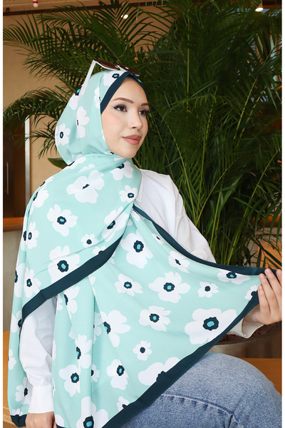 sefamerve Капрі-шаль з квітковим візерунком 70341-02 Смарагдово-зелений Водно...