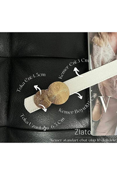 Zlato حزام نسائي أنيق وراقٍ بتفاصيل مشبك ذهبي أبيض