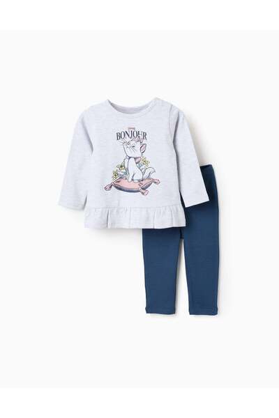Ziddy Cotton Pyjama with Ruffles for Baby Girls 'Marie', Grey/Blue