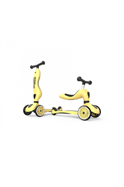Scoot & Ride Trotinetă pentru copii cu scaun, convertibilă 2 în 1, HighwayKick 1 Lemon, 1-5 ani,