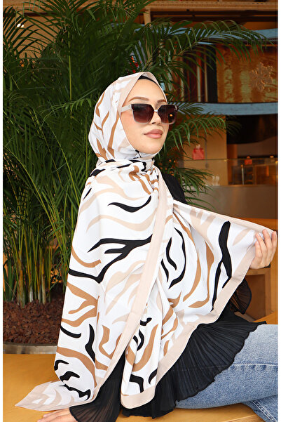 sefamerve Gemusterter Capri-Schal 70347-06 Beige Schwarz