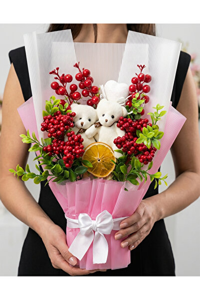 lenostra Ayıcıklı Kokina Buketi - Sevgiliye Hediye - Sevgiliye Kokina - Sevgiliye Çiçek - Sevgili Hediyelik