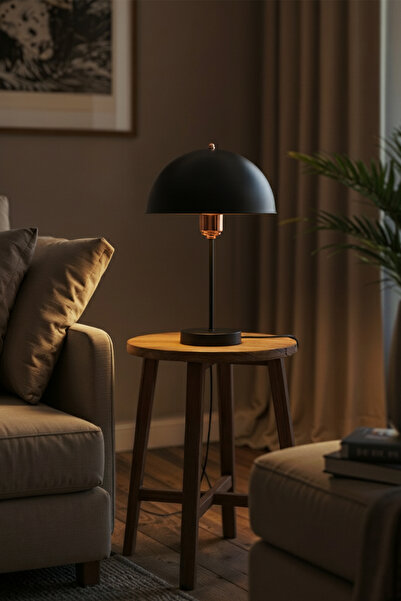 lumenistanbul ROMA ABAJUR SİYAH AYAK - BAKIR KUKA / SİYAH ŞAPKA