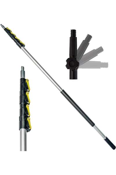OEM Mâner telescopic DOCA, aluminiu, argintiu/negru, 3,6 m