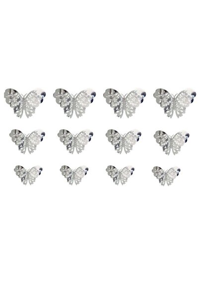 Yash Decorative stickers 3D Silver butterflies, 12 pcs/set
