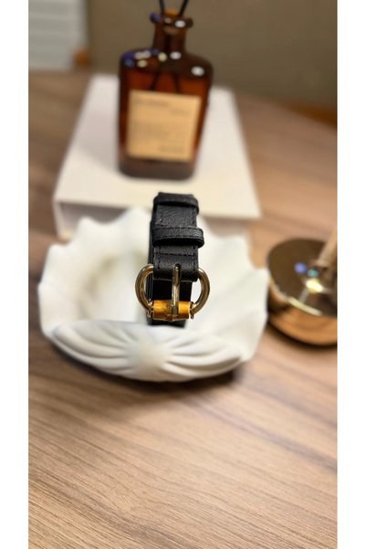Melissatelier Wooden Burning Buckle Women's Belt Black