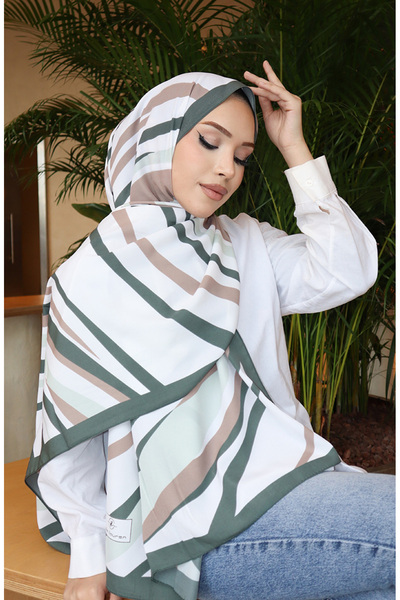 sefamerve Şal Capri cu model 70339-04 Mink verde Çağla