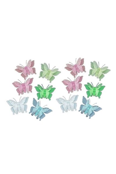 Yash Set 12 stickere fosforescente cu Fluturasi 3D, dimensiune 5.5x 8 cm, mul...
