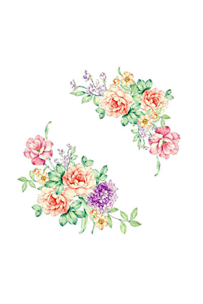 Yash Set 2 stickere decorative Bujori si liliac, 25x30 cm, multicolor