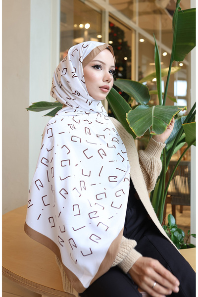 sefamerve Gemusterter Capri-Schal 70350-04 Dunkelbeige Braun