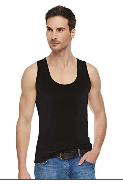 Tutku Elit Elite Men's Black 3-Piece Elite 1201 Modal Elastane Undershirt-Black-Black
