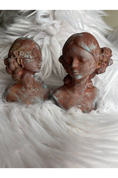 YEDİ CÜCELER EL SANATLARI Vintage Pas Efektli Kadın Büst Heykel – El Yapımı D...