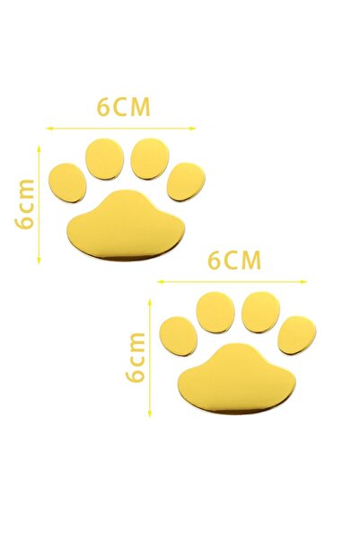 Yash Set 2 Stickere Labute catel 3D, pentru perete sau auto, 6x6 cm, auriu