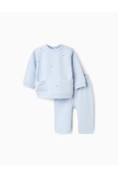 Ziddy Brushed Sweatshirt + Trousers Set for Newborns 'Snail', Blue