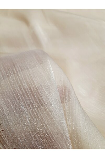 Safir Kumaş Abiyelik Ekru Krem Rengi Yumuşacık Işıl Işıl Parlayan Organze Kum...