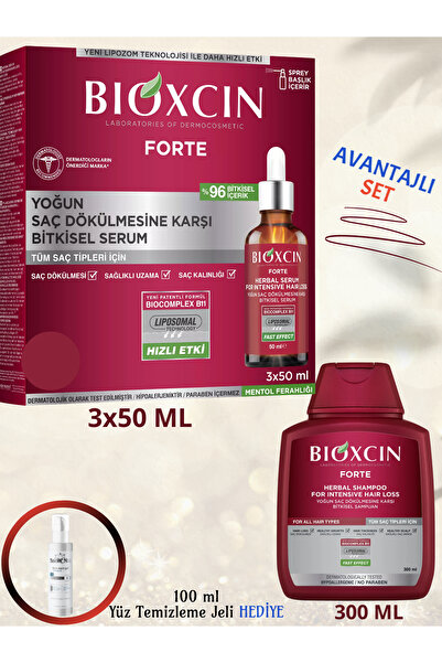 Bioxcin Intensive Anti-Hair Loss Forte Hair Serum (3X50Ml) + Forte Shampoo 300 ml + 100 ml Gel Gift