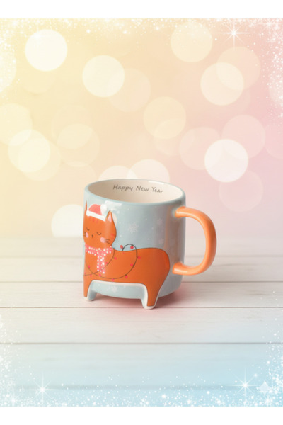 Tohana Winter Themed Ceramic Mug with 3D Animal Figures 420 ml