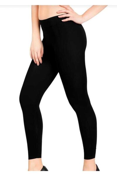 Tutku Elit Elite Women's 1 Piece Black Modal Elastane L Stretch Fabric Combed Cotton Long Tights-Black-Black