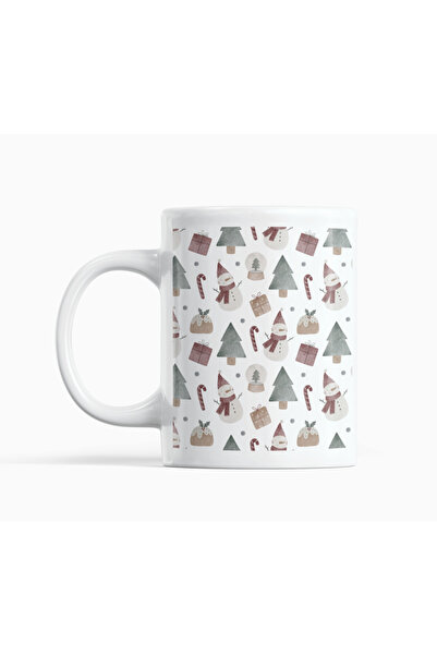 Nino Store New Year Snowman Patterned Porcelain Mug 300 ml – Double-Sided Pri...