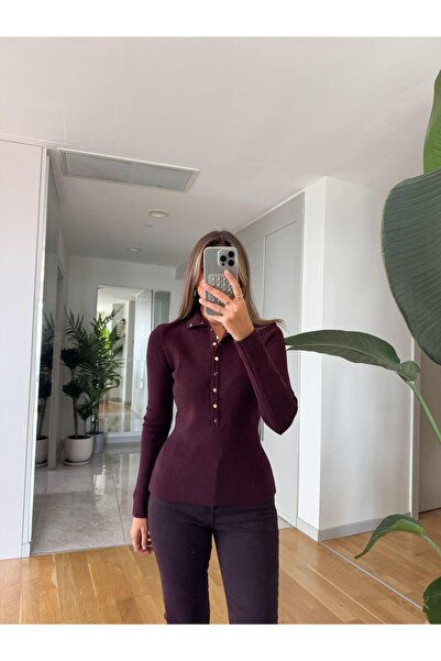 mrc Stand-Up Collar Buttoned Knitwear Sweater