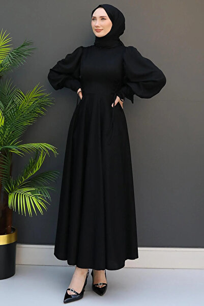 ModaMerve SS Fasihion Beli Bağcıklı Krep Abiye