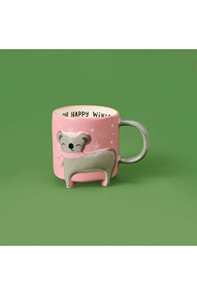 Tohana Winter Themed Ceramic Mug with 3D Animal Figures 420 ml