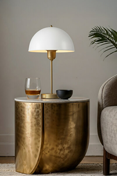 lumenistanbul ROMA ABAJUR ESKİTME AYAK - ESKİTME KUKA / BEYAZ ŞAPKA