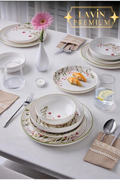 Home Lavin 24 Parça 6 Kişilik Yemek Takımı Çiçek Desenli