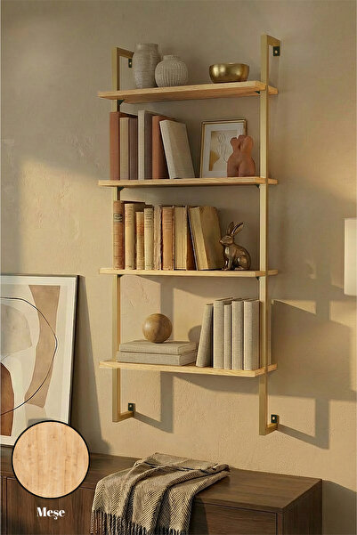 Euromob 60x20 cm, 4 Raflı Kitaplık | Duvar Rafı & Mutfak, Banyo, Organizer, G...