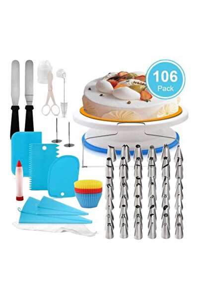 Arabest مجموعة أدوات خبز الكيك الدوارة من 106 قطعة متعددة الألوان