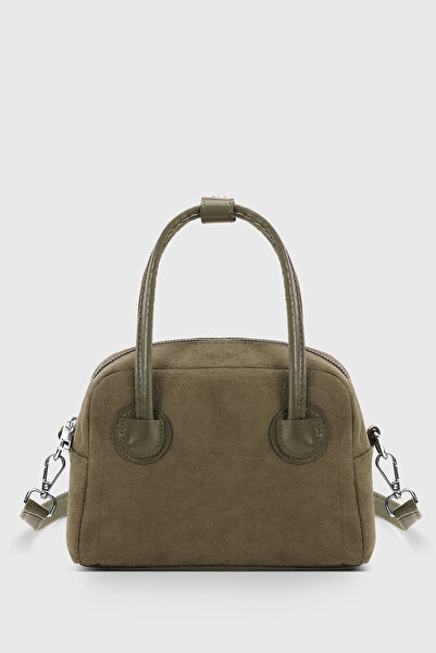 Housebags Yeşil Süet Mini El ve Omuz Çantası - Fermuarlı, Ayarlanabilir Askılı