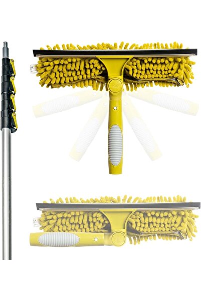 OEM DOCA telescopic rod set with squeegee/window cleaner, aluminum/microfiber, yellow/silver, 7.1 m