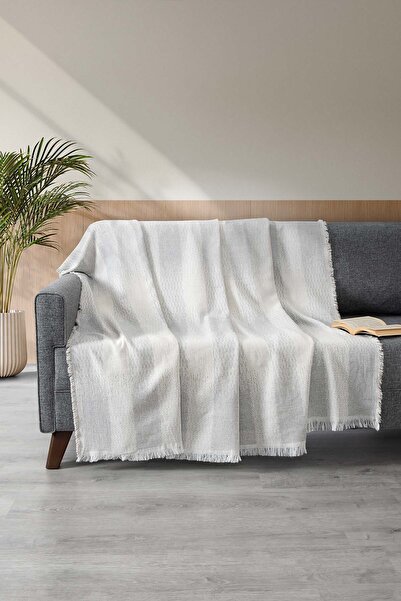 Denizli Concept Jakarlı Koltuk Örtüsü Gri