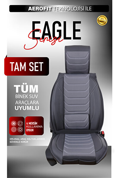 stiloto Eagle Serisi Deri–Jakar Kumaş Oto Koltuk Kılıfı – Terletmez,Kolay Mon...