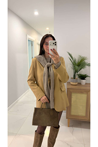 BİRCANÇİL Kosowa Camel Buttoned Blazer Jacket