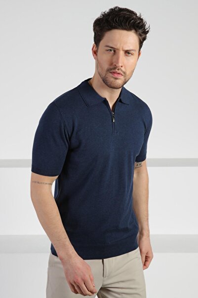 Ferraro A.Laci Polo Neck Zippered Men's Cotton Knitwear T-Shirt