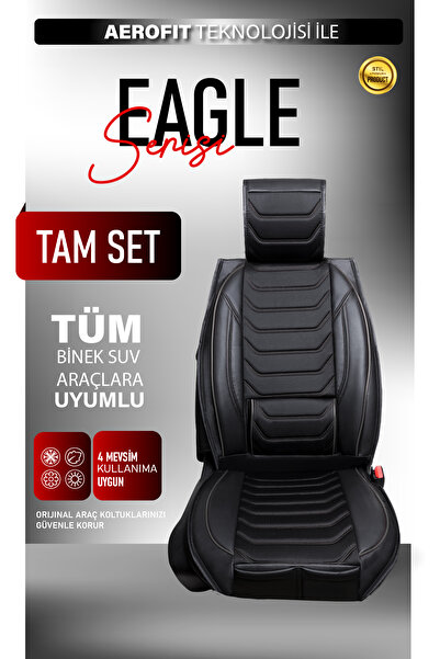 stiloto Eagle Serisi Deri–Jakar Kumaş Oto Koltuk Kılıfı – Terletmez,Kolay Mon...