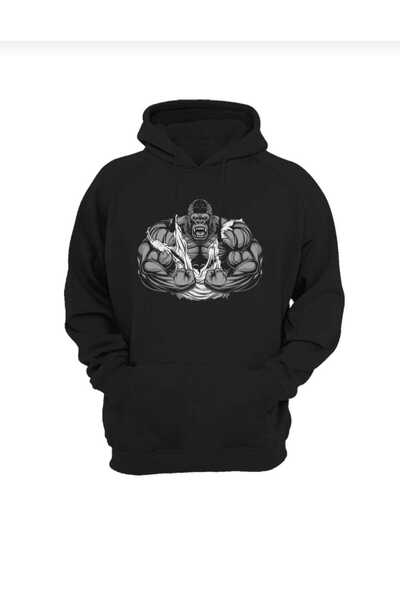 Hunors Sportswear & Company سترة غوريلا مطبوع للجنسين موديل قطن بغطاء رأس