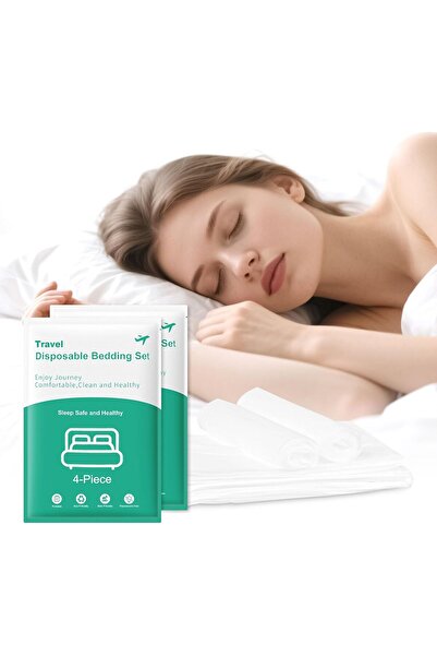 Arabest ملاءات سرير للاستخدام مرة واحدة (عبوة من قطعتين) | مجموعة من أربع قطع، مستلزمات الفنادق والسفر، محمولة وصحية