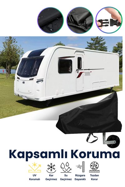 dokaca Siyah Karavan Çeki Demir Kılıfı, Birleşim Yeri Branda Koruma Örtü, Toz ve Kir Önleyici, Su Geçirmez