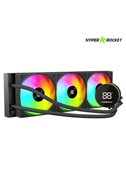 Hyper Rocket مبرد سائل للمعالج 360 مم ARGB WL360YN أسود مع شاشة عرض درجة الحرارة