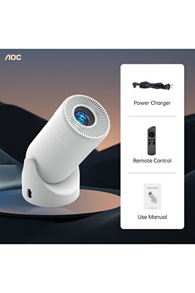 Aoc Bright Projector | Auto Keystone Correction | 8000 Lumen for Outdoor Movie Nights