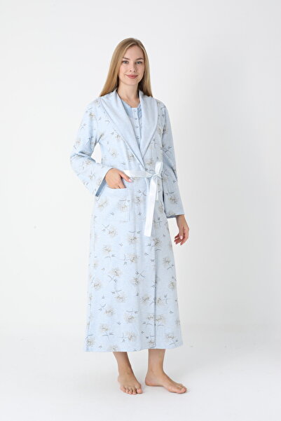 ERDENİZ TEKSTİL Penye Lüksü Hamile & Lohusa Gecelik Sabahlık Takımı – Emzirme...