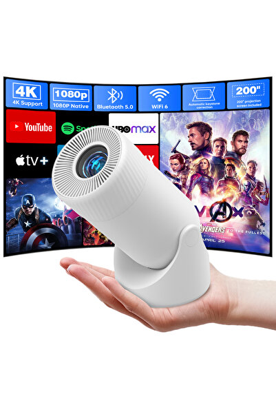 Aoc Mini Projector with WiFi Bluetooth | 8000 Lumen Brightness | 180° Rotation for Portable Cinema