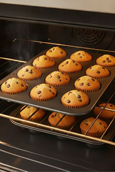 Eco Lounge قالب كب كيك غير لاصق مكون من 12 قطعة - صينية خبز الكيك والكاب كيك ...