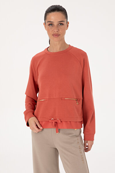 U.S. Polo Assn. Kadın Kiremit Bisiklet Yaka Sweatshirt 50309098-VR026