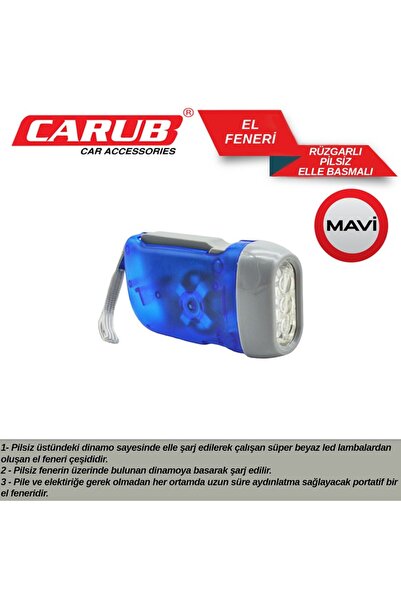 Muhtelif CARUB LAMBADA EL FENERİ RÜZGARLI PİLSİZ ELLE BASMALI MAVİ